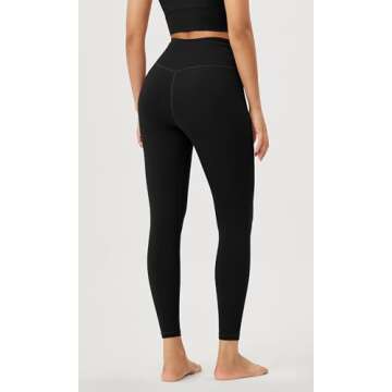 ODODOS Women's Cross Waist 7/8 Yoga Leggings with Inner Pocket, Inseam 25" Gathered Crossover Workout Yoga Pants, Black, X-Large