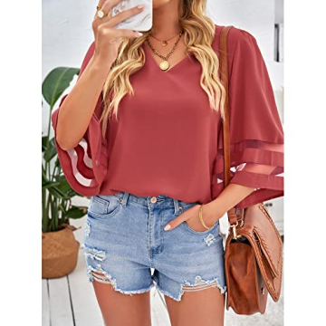 LookbookStore Women's Bell Sleeve Tops For Summer 2024