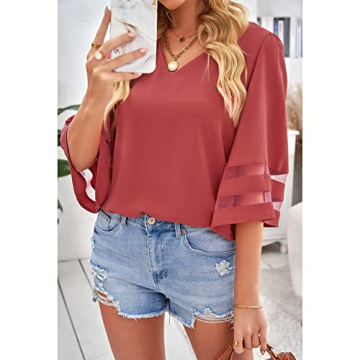 LookbookStore Women's Bell Sleeve Tops For Summer 2024
