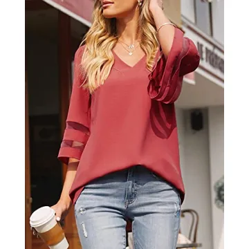 LookbookStore Women's Bell Sleeve Tops For Summer 2024