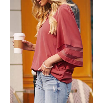 LookbookStore Women's Bell Sleeve Tops For Summer 2024