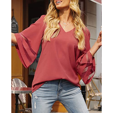 LookbookStore Women's Bell Sleeve Tops For Summer 2024