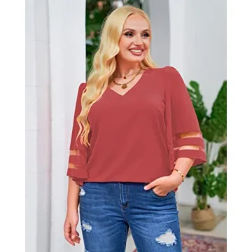 LookbookStore Women's Bell Sleeve Tops For Summer 2024