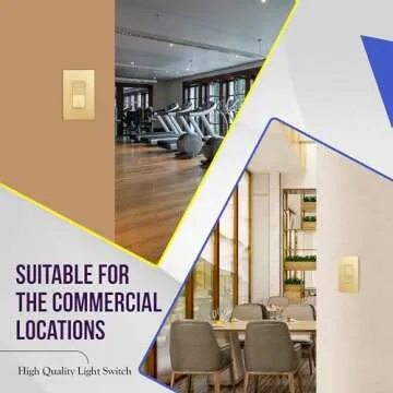 ENERLITES Elite Series Decorator Switch with Screwless Wall Plate, Paddle Light Switch, Single Pole, 3 Wire, Grounding Screw, Residential Grade, 15A 120V, UL Listed, 91150-GDWP, Gold with Wall Plate