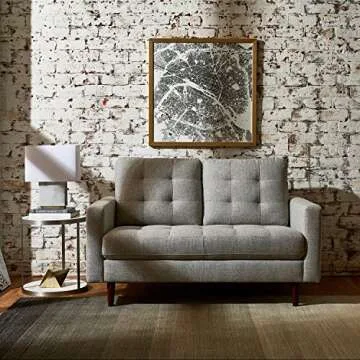 Amazon Brand – Rivet Mid-Century Modern Rectangle Living Room Table Lamp with LED Light Bulb, 17"H, White Marble and Brass