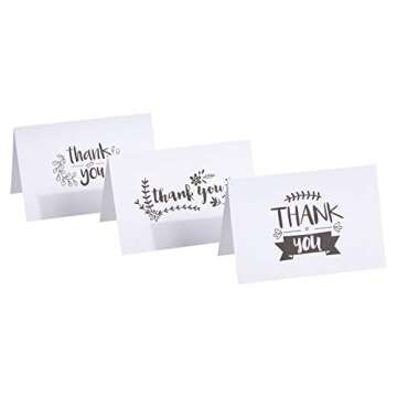 Amazon Basics Thank You Cards and Envelopes, 48 Count, Black and White