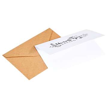 Amazon Basics Thank You Cards and Envelopes, 48 Count, Black and White