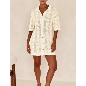 Kedera Women's Crochet Summer Dress Sexy V-Neck Cover Up