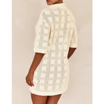 Kedera Women's Crochet Summer Dress Sexy V-Neck Cover Up