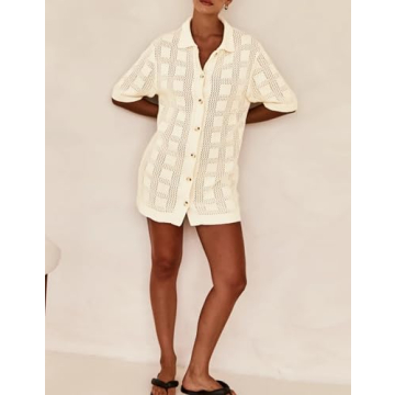 Kedera Women's Crochet Summer Dress Sexy V-Neck Cover Up