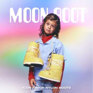 Moon Boot Icon Junior Slip On Snow Boots for Kids, 23/26, Glacier Grey