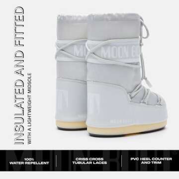 Moon Boot Icon Junior Slip On Snow Boots for Kids, 23/26, Glacier Grey