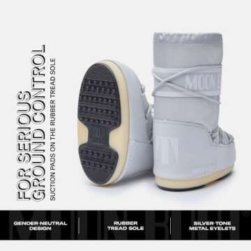 Moon Boot Icon Junior Slip On Snow Boots for Kids, 23/26, Glacier Grey