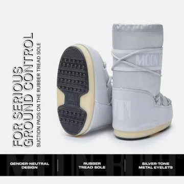 Moon Boot Icon Junior Slip On Snow Boots for Kids, 23/26, Glacier Grey