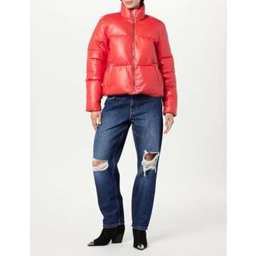 Chic Vegan Leather Puffer Jacket for Winter Fashion