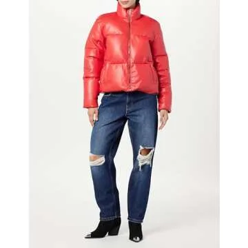 Chic Vegan Leather Puffer Jacket for Winter Fashion