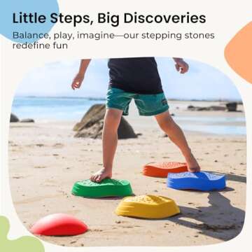Tiny Land Stepping Stones for Kids, 5pcs Toddler Stepping Stones, Sensory Stepping Stones for Promoting Toddler's Balance & Coordination Skills, Stepping Stones for Toddlers 3-5 (Rainbow Color)