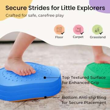 Tiny Land Stepping Stones for Kids, 5pcs Toddler Stepping Stones, Sensory Stepping Stones for Promoting Toddler's Balance & Coordination Skills, Stepping Stones for Toddlers 3-5 (Rainbow Color)