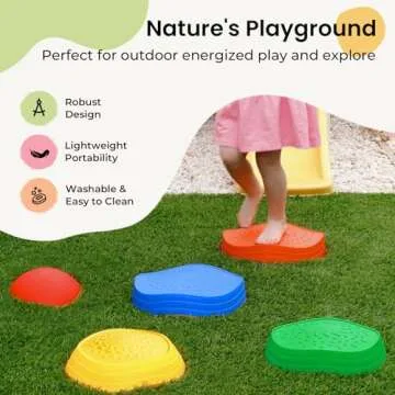 Tiny Land Stepping Stones for Kids, 5pcs Toddler Stepping Stones, Sensory Stepping Stones for Promoting Toddler's Balance & Coordination Skills, Stepping Stones for Toddlers 3-5 (Rainbow Color)
