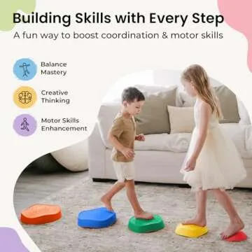 Tiny Land Stepping Stones for Kids, 5pcs Toddler Stepping Stones, Sensory Stepping Stones for Promoting Toddler's Balance & Coordination Skills, Stepping Stones for Toddlers 3-5 (Rainbow Color)