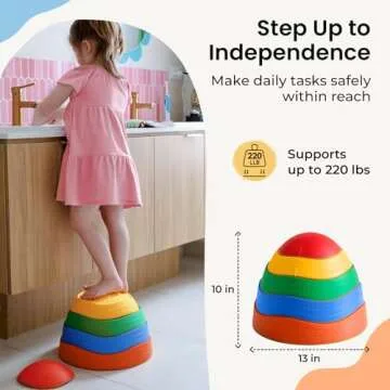 Tiny Land Stepping Stones for Kids, 5pcs Toddler Stepping Stones, Sensory Stepping Stones for Promoting Toddler's Balance & Coordination Skills, Stepping Stones for Toddlers 3-5 (Rainbow Color)