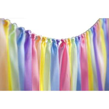 Kingsnow Highchair Banner Birthday Ribbon Garland 40 inches Chair Tutu Skirt for Ice Cream Party Dec...
