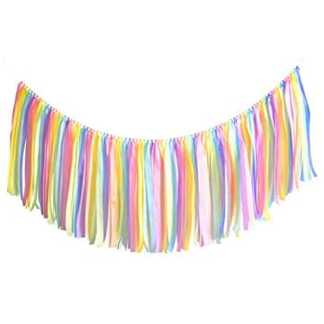 Kingsnow Highchair Banner Birthday Ribbon Garland 40 inches Chair Tutu Skirt for Ice Cream Party Decor,Baby Shower,Photo Booth Props,Classroom Decor and Girl Birthday