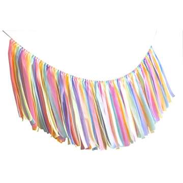 Kingsnow Highchair Banner Birthday Ribbon Garland 40 inches Chair Tutu Skirt for Ice Cream Party Decor,Baby Shower,Photo Booth Props,Classroom Decor and Girl Birthday