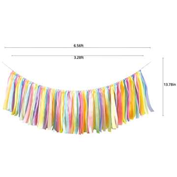 Kingsnow Highchair Banner Birthday Ribbon Garland 40 inches Chair Tutu Skirt for Ice Cream Party Decor,Baby Shower,Photo Booth Props,Classroom Decor and Girl Birthday