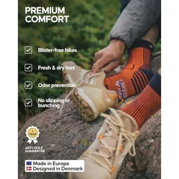 DANISH ENDURANCE Merino Wool Light Hiking Socks, Cushioned & Moisture Wicking Hiking Socks, Men, Women & Kids, 3 Pack