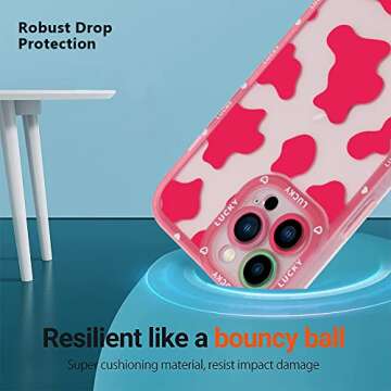 ZIYE Pink Cow Print iPhone 12 Pro Max Case - Soft TPU, Camera Protection, Anti-Scratch, 6.7 Inch