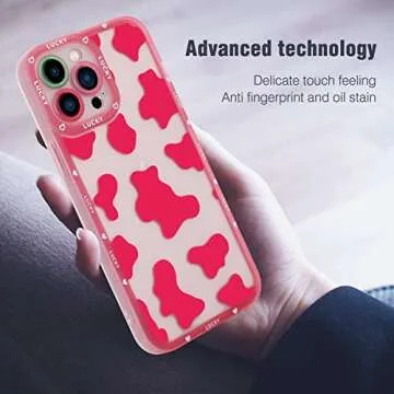 ZIYE Pink Cow Print iPhone 12 Pro Max Case - Soft TPU, Camera Protection, Anti-Scratch, 6.7 Inch
