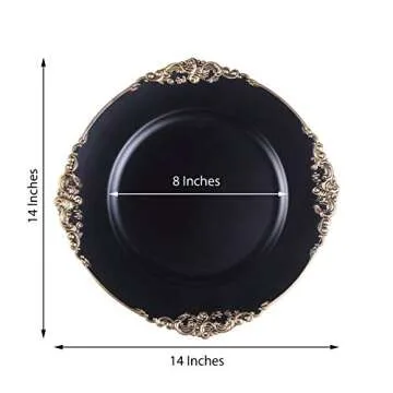 Tiger Chef Antique Charger Plates - Elegant Black Set of 12