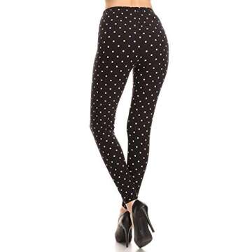 Leggings Depot High Waisted Plaid & Wild Print Leggings for Women-Full Length-R885, Polka Dots, One Size