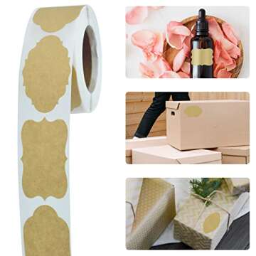 300 Pcs Gift Tags for Christmas, Name Labels Stickers, Kraft Labels, DIY Blank Stickers Labels for Handmade Decorative, Mason, Scrapbook Accessories, Jam Jars(B)