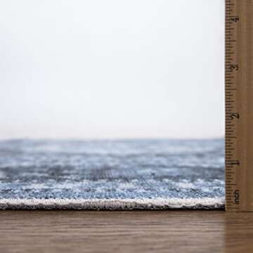 Bloom Rugs Caria Washable Non-Slip 3x5 Rug - Blue Traditional Area Rug for Living Room, Bedroom, Din...