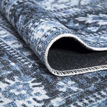 Bloom Rugs Caria Washable Non-Slip 3x5 Rug - Blue Traditional Area Rug for Living Room, Bedroom, Dining Room, and Kitchen - Exact Size: 3' x 5'