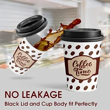 Ginkgo Coffee Cups with Lids for Coffee Lovers 100 Pack