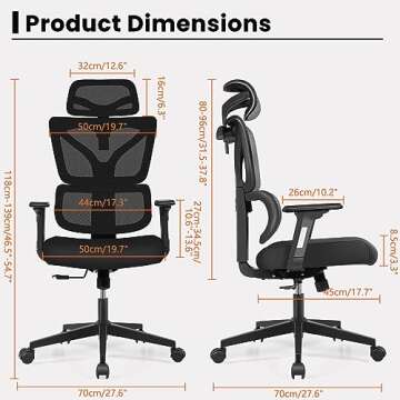 Razzor Ergonomic Office Desk Chair with Adjustable Lumbar Support, Computer Gaming Chair with 3D Arm...