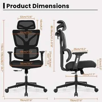 Razzor Ergonomic Office Desk Chair - Black with Adjustable Lumbar Support for Comfort