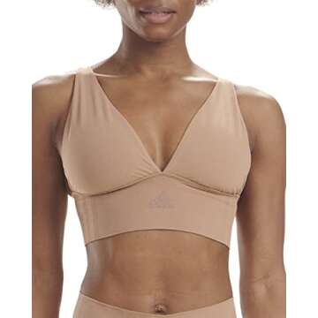 Adidas Women’s Micro-Stretch Seamless Longline Plunge Lounge Bra - Unmatched Comfort & Support