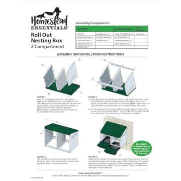 Homestead Essentials 2 Compartment Roll Out Nesting Box for Chickens | for Up to 10 Hens | Heavy Duty Chicken Coop Nesting Box with Compact Lid Cover to Protect Eggs
