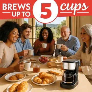 Gourmia 5-Cup One-Touch Drip Coffee Maker – Compact & Efficient