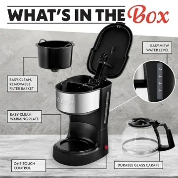 Gourmia 5-Cup One-Touch Drip Coffee Maker for Compact Spaces