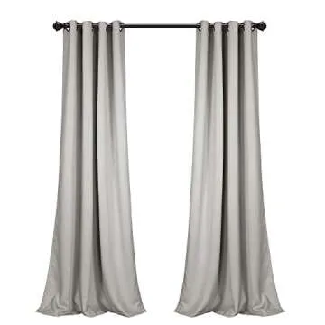 Lush Decor Insulated Grommet Blackout Window Curtain Panels, Pair, 52" W x 108" L, Light Gray - Classic Modern Design - Chic Window Decor - Long Curtains For Living Room, Bedroom, Or Dining Room