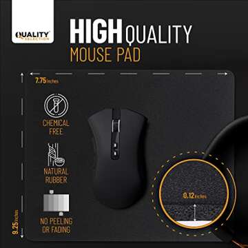 Quality Selection Mouse Pad Non-Slip Rubber Base Computer Black Mousepad, Superb Tracking Accuracy a...