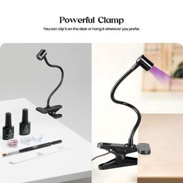Beetles UV Nail Lamp for Gel Nails Mini LED Nail Light with Clamp for Manicure Dryer Curing Lamp Salon DIY at Home