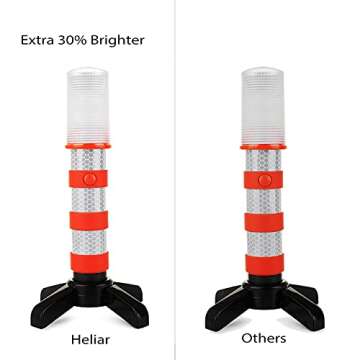 Heliar Early Warning LED Road Flares, Alternative to Roadside Safety Triangle, High Reflective, Far Visible, 2 Pack Kit with Storage Case (Amber)