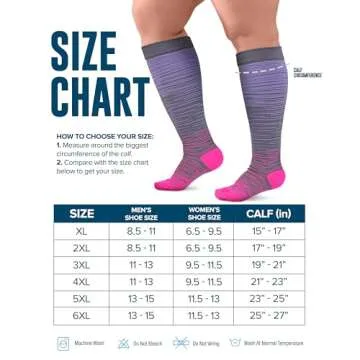 Doctor's Select 3 Pairs Plus Size Compression Socks Wide Calf - Up to 6XL | 20-30 mmHg Compression Socks for Women Wide Calf | Wide Compression Socks for Women Circulation | Blue, Light Blue, Purple & Pink (Stripes)
