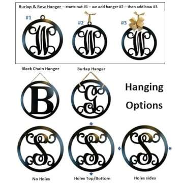 PK Décor Initial Decor for Wall, Metal ACM Initial Sign for Home, 24 inch Script Font, Weatherproof Outdoor Decor, Single Letter Circle Monogram Wreath, QUICK